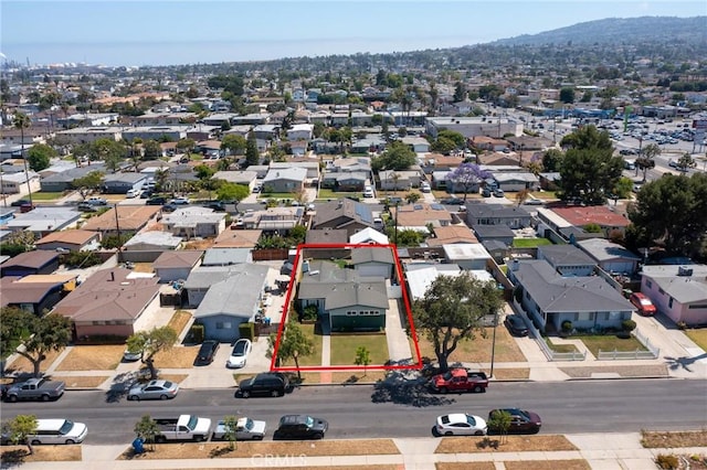 1630 247th Pl, Harbor City, CA 90710 - aerial view of residential area featuring property boundaries highlighted and mountains