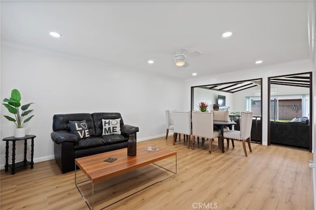 1630 247th Pl, Harbor City, CA 90710 - living room featuring crown molding, light wood finished floors, recessed lighting, and baseboards