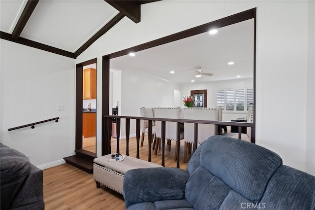 1630 247th Pl, Harbor City, CA 90710 - living area with light wood-type flooring, baseboards, ceiling fan, and recessed lighting