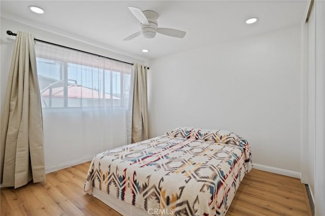 1630 247th Pl, Harbor City, CA 90710 - bedroom featuring wood finished floors, baseboards, recessed lighting, and a ceiling fan