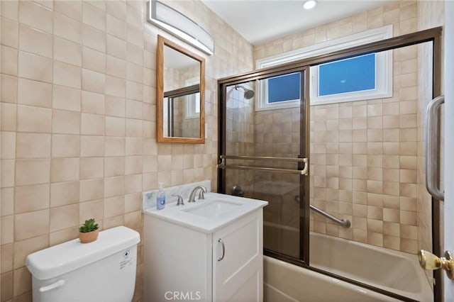 1630 247th Pl, Harbor City, CA 90710 - bathroom with bath / shower combo with glass door, vanity, toilet, and tile walls