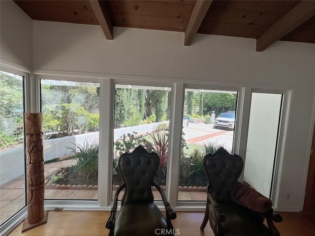 9466 Hidden Valley Pl, Beverly Hills, CA 90210 - sunroom with beam ceiling