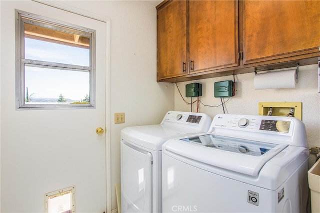 4256 Mockingbird Ln, Banning, CA 92220 - laundry room with separate washer and dryer and cabinet space