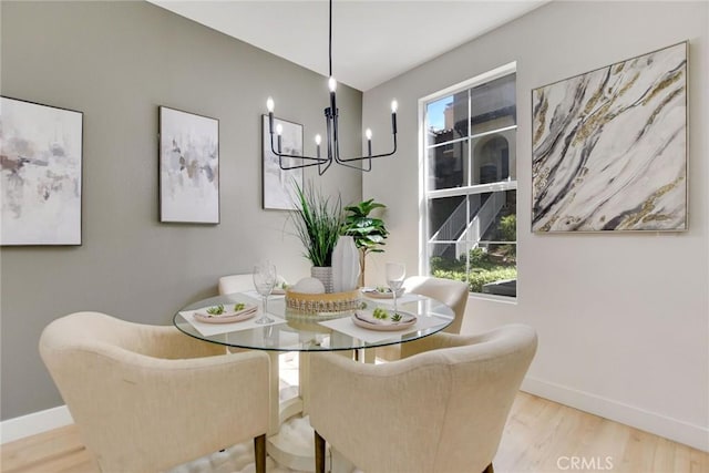 28210 Canterbury Ct, Valencia, CA 91354 - dining room featuring baseboards, wood finished floors, and a chandelier