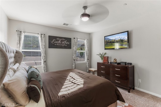 20793 Spring Mountain Rd, Riverside, CA 92507 - bedroom with light colored carpet, baseboards, and a ceiling fan