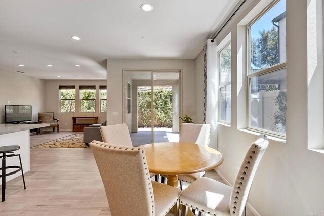 678 Gemstone Dr, San Marcos, CA 92078 - dining space featuring recessed lighting, baseboards, and light wood finished floors