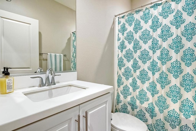 678 Gemstone Dr, San Marcos, CA 92078 - bathroom featuring vanity, toilet, and a shower with curtain