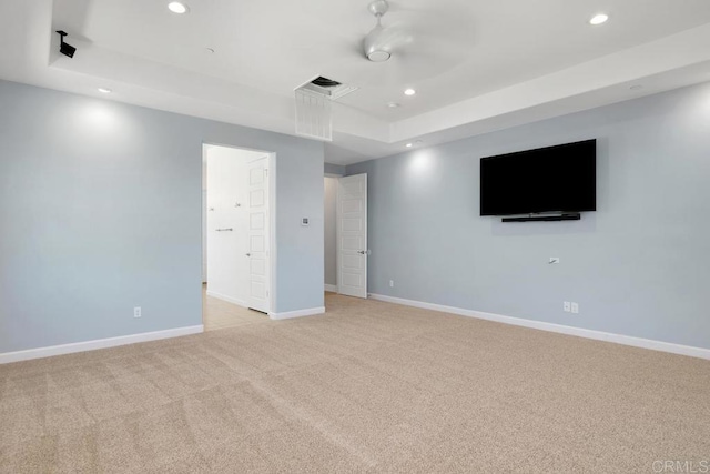 1733 Lemonadeberry Ln, Vista, CA 92084 - unfurnished room featuring a tray ceiling, recessed lighting, light carpet, and baseboards