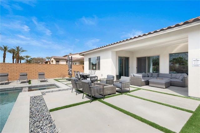 56217 Platinum Way, La Quinta, CA 92253 - view of patio featuring an outdoor hangout area