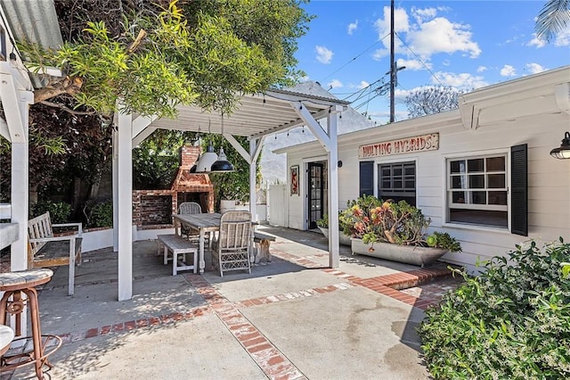 230 Esplanade, San Clemente, CA 92672 - view of patio / terrace featuring outdoor dining area, a pergola, and exterior fireplace