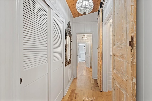 230 Esplanade, San Clemente, CA 92672 - hall with light wood-type flooring, wooden ceiling, and vaulted ceiling