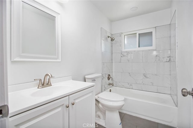 28870 Crosby Dr, Menifee, CA 92586 - full bath featuring vanity, toilet, bathtub / shower combination, and tile patterned floors