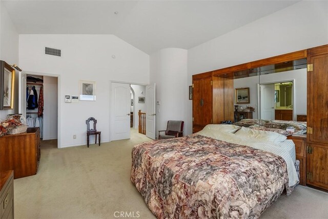 29206 Alfieri St, Laguna Niguel, CA 92677 - bedroom with light carpet, high vaulted ceiling, and baseboards