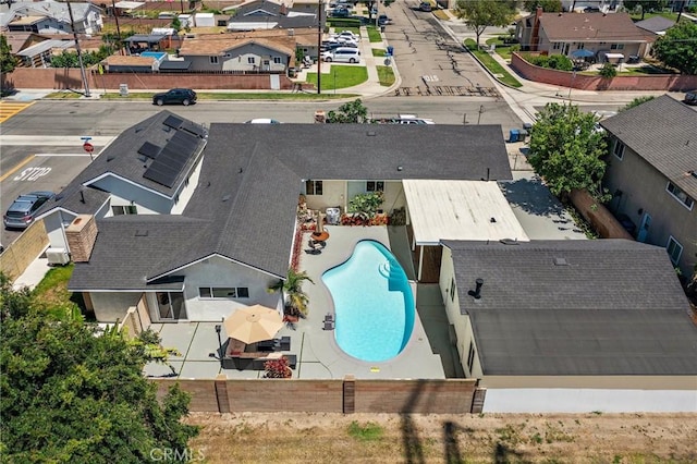 5742 Thelma Ave, La Palma, CA 90623 - aerial perspective of suburban area featuring a pool area