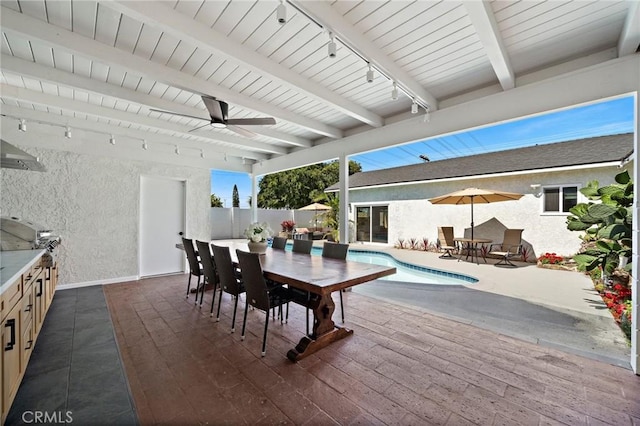 5742 Thelma Ave, La Palma, CA 90623 - view of patio / terrace with outdoor dining space, ceiling fan, and a grill