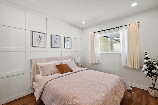 5742 Thelma Ave, La Palma, CA 90623 - bedroom featuring baseboards, dark wood-style flooring, and recessed lighting