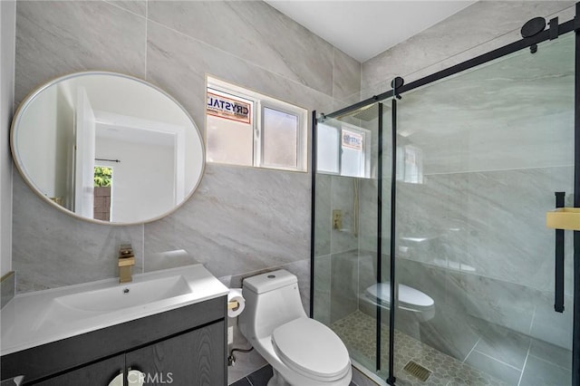 5742 Thelma Ave, La Palma, CA 90623 - full bath with tile walls, toilet, healthy amount of natural light, vanity, and a stall shower