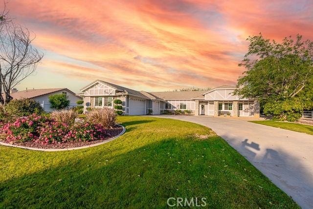 36884 Hidden Trail Ct, Winchester, CA 92596 - ranch-style house with a garage, driveway, and a lawn