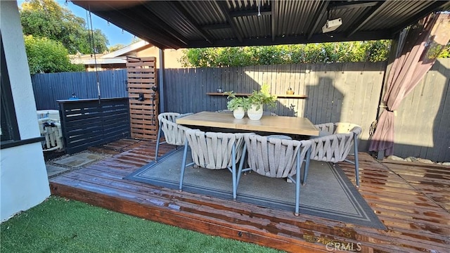 402 Hartzell Ave, Redlands, CA 92374 - wooden terrace featuring outdoor dining space