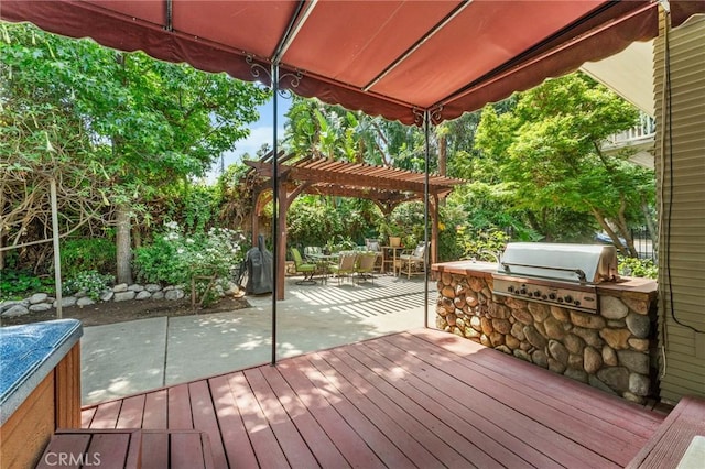 337 S Center St, Redlands, CA 92373 - wooden terrace featuring a pergola and a patio