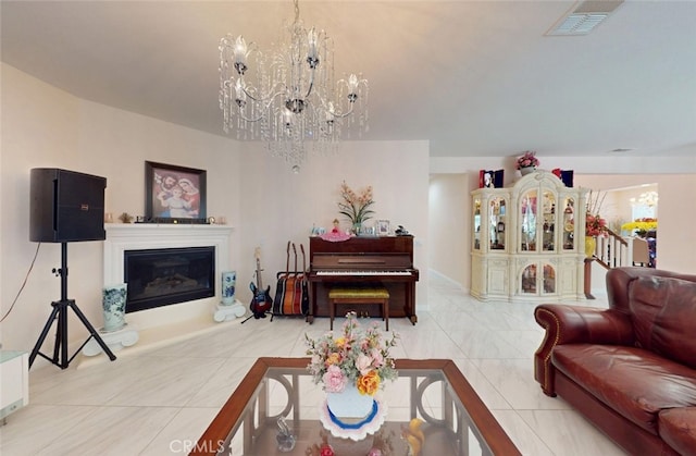 25664 Red Hawk Rd, Corona, CA 92883 - living area featuring a chandelier and a glass covered fireplace