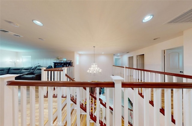 25664 Red Hawk Rd, Corona, CA 92883 - corridor with a chandelier and recessed lighting