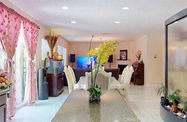 25664 Red Hawk Rd, Corona, CA 92883 - dining space with light tile patterned flooring and recessed lighting