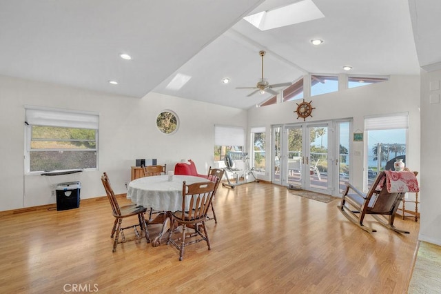 900 W 37th St, San Pedro, CA 90731 - dining space with light wood-style flooring, healthy amount of natural light, a skylight, french doors, and recessed lighting