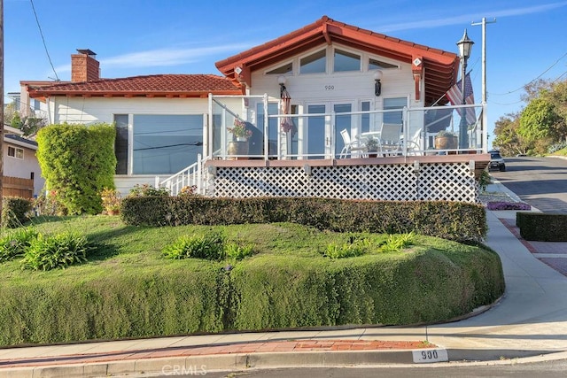 900 W 37th St, San Pedro, CA 90731 - view of front of house with a chimney and a tiled roof