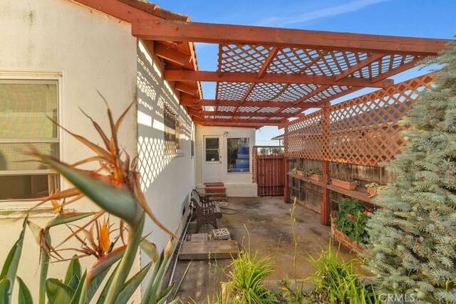 900 W 37th St, San Pedro, CA 90731 - view of patio / terrace with entry steps and a pergola