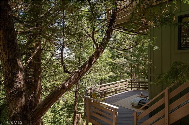 26486 Forest Ln, Twin Peaks, CA 92391 - view of wooden balcony with a wooden deck