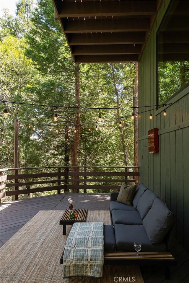 26486 Forest Ln, Twin Peaks, CA 92391 - wooden deck featuring an outdoor living space
