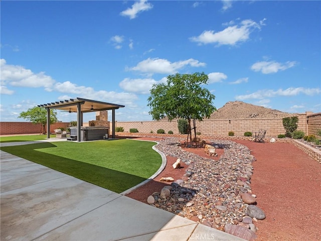 17028 Ta Ki Pi Rd, Apple Valley, CA 92307 - view of yard featuring a patio area and a hot tub