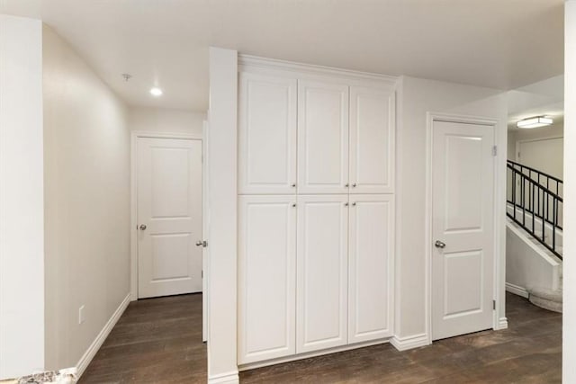89 E Commonwealth Ave Unit 1P, Alhambra, CA 91801 - hall featuring dark wood-style flooring, recessed lighting, and stairway