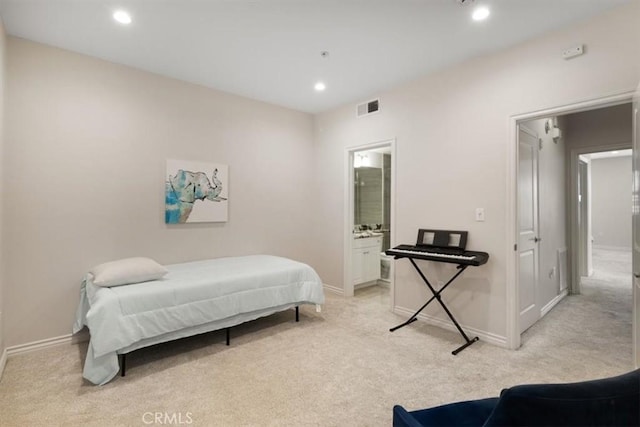 89 E Commonwealth Ave Unit 1P, Alhambra, CA 91801 - bedroom featuring light carpet, recessed lighting, and ensuite bath