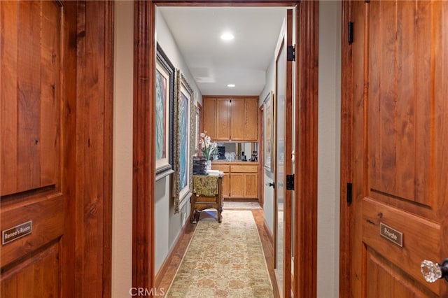 1760 Stuart St, Cambria, CA 93428 - hallway featuring baseboards and recessed lighting