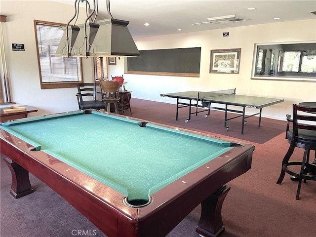 2563 Plaza Del Amo Unit 304, Torrance, CA 90503 - rec room featuring carpet, billiards, recessed lighting, and baseboards