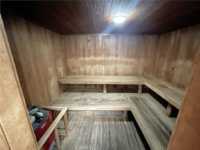 2563 Plaza Del Amo Unit 304, Torrance, CA 90503 - relaxing sauna / steam room featuring wooden walls, wooden ceiling, and hardwood / wood-style flooring