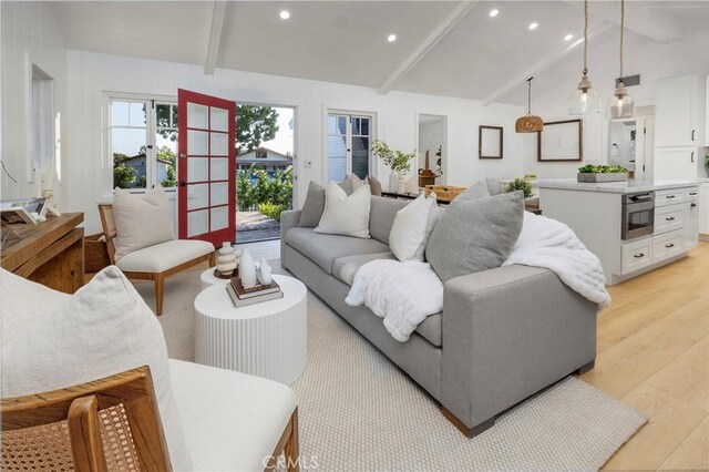 556 Through St, Laguna Beach, CA 92651 - living area with light wood-style floors and recessed lighting