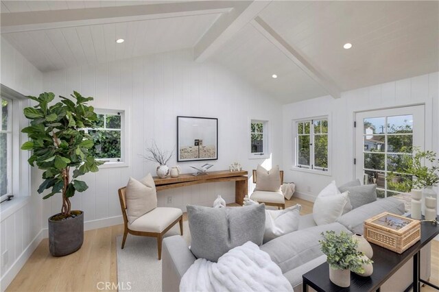 556 Through St, Laguna Beach, CA 92651 - living room with wood finished floors, a decorative wall, and recessed lighting