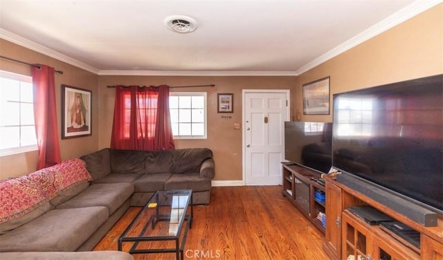 4547 W 141st St, Hawthorne, CA 90250 - living area featuring wood finished floors and ornamental molding