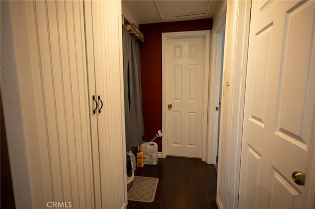161 N Cota St, Corona, CA 92882 - hall with dark wood-style flooring and baseboards