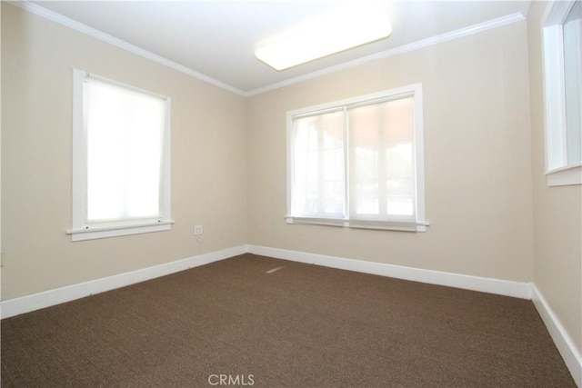 3641 Adams St, Riverside, CA 92504 - unfurnished room featuring crown molding, dark carpet, and baseboards