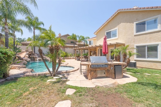 4127 Forest Highlands Cir, Corona, CA 92883 - view of yard featuring exterior kitchen, an outdoor pool, a patio, and a pergola