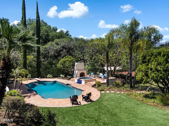 4144 Chevy Chase Dr, La Canada Flintridge, CA 91011 - swimming pool with a patio area, a lawn, and a diving board