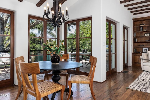 4144 Chevy Chase Dr, La Canada Flintridge, CA 91011 - dining area with a chandelier, hardwood / wood-style flooring, and french doors