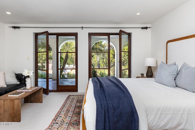 4144 Chevy Chase Dr, La Canada Flintridge, CA 91011 - bedroom featuring access to outside, carpet, multiple windows, and recessed lighting