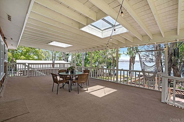 17030 Grand Ave, Lake Elsinore, CA 92530 - view of patio with a water view and outdoor dining space