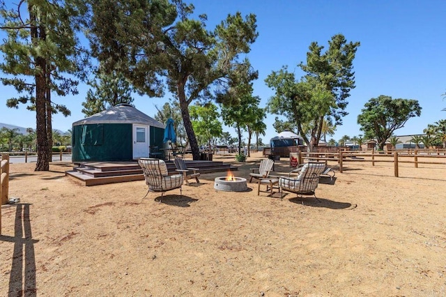 17030 Grand Ave, Lake Elsinore, CA 92530 - view of yard with an outdoor fire pit and a gazebo