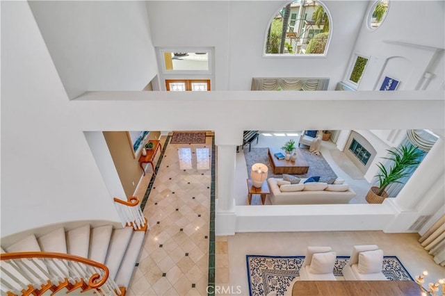48 Via Porto Grande, Rancho Palos Verdes, CA 90275 - living room with a towering ceiling and stairs